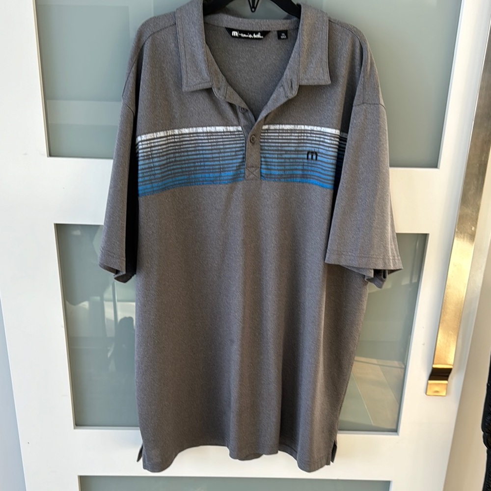 Men's Gray and Blue Polo Shirt by Travis Mathew